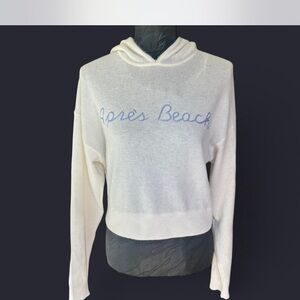 House of Harlow 1960 cashmere White and Blue Hooded Sweatshirt